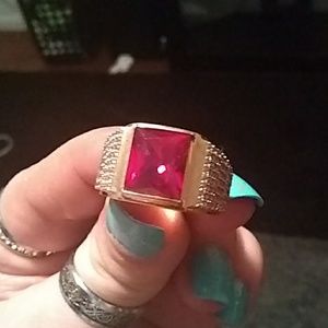 10k ruby and diamond gold ring